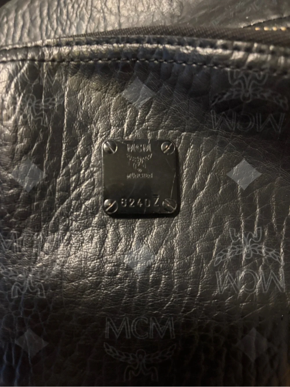 MCM Black Logo-Print Leather Backpack